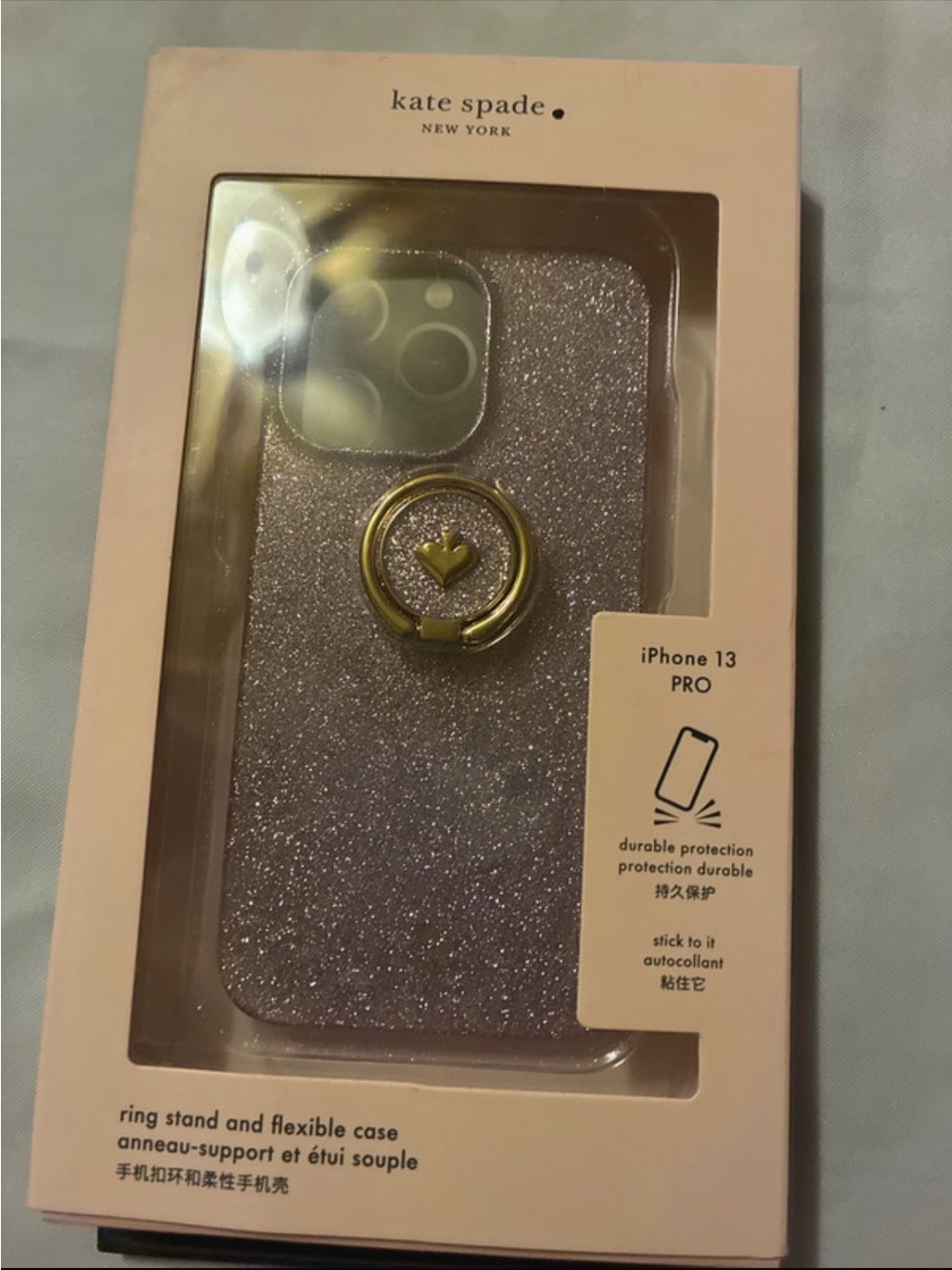 Kate Spade New York Glitter Stability Ring Resin iPhone 13 Pro Case